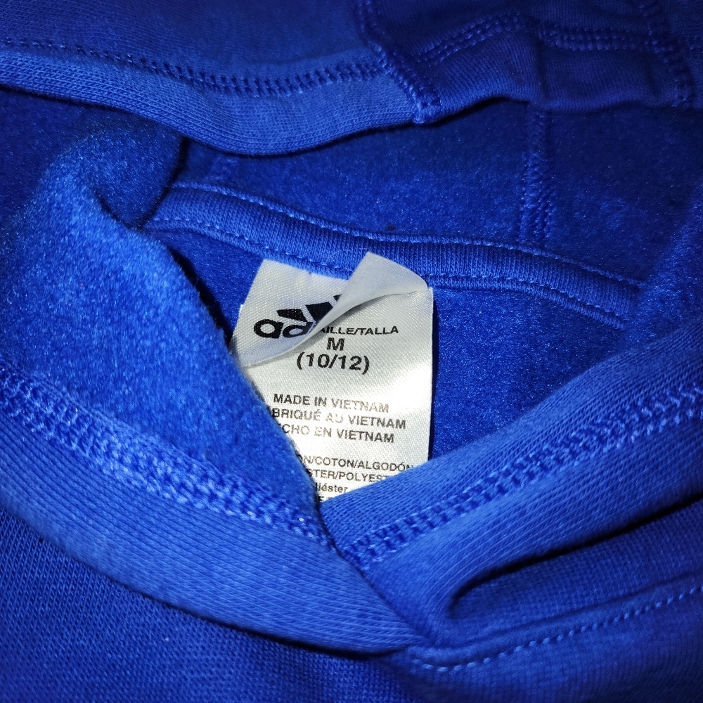 Adidas Sweatshirt Hoodie Boys Youth Size Medium 10-12 Blue Black - Picture 2 of 5